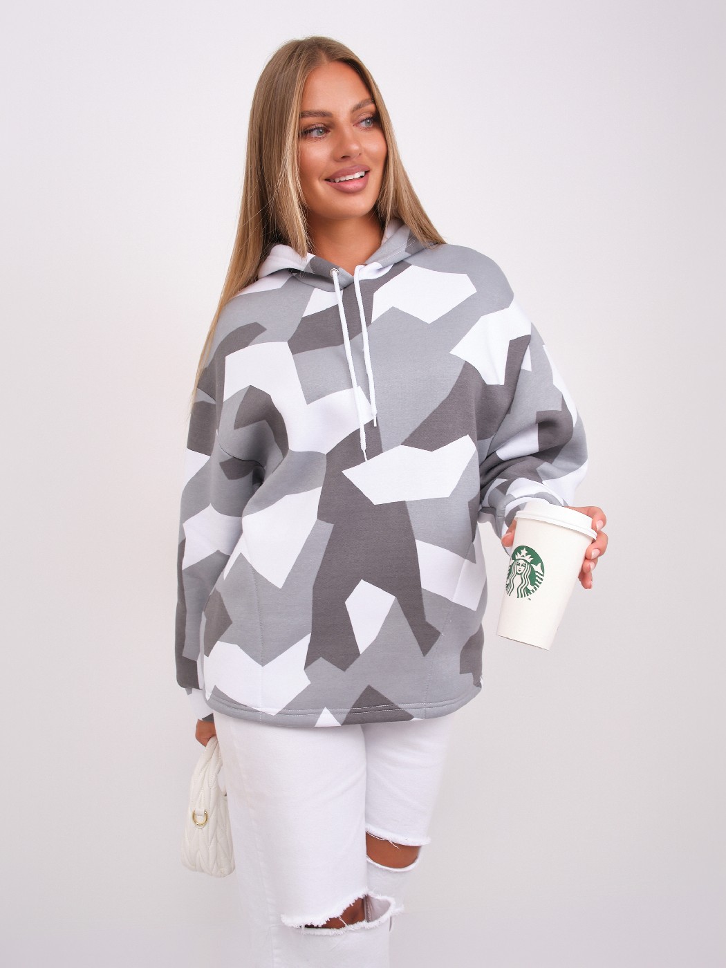 Толстовка жен. Геометрия 3-х нитка начес серый