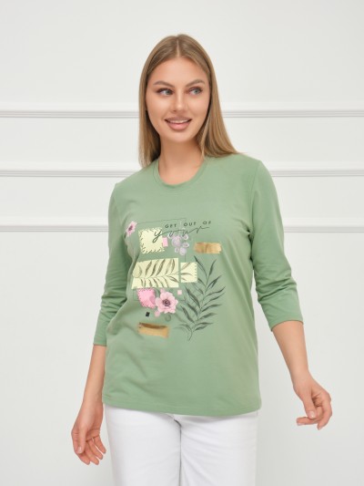 Лонгслив Элис рукав 3/4 фисташка