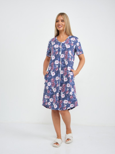 Халат Лотос набивка джинс/цветы