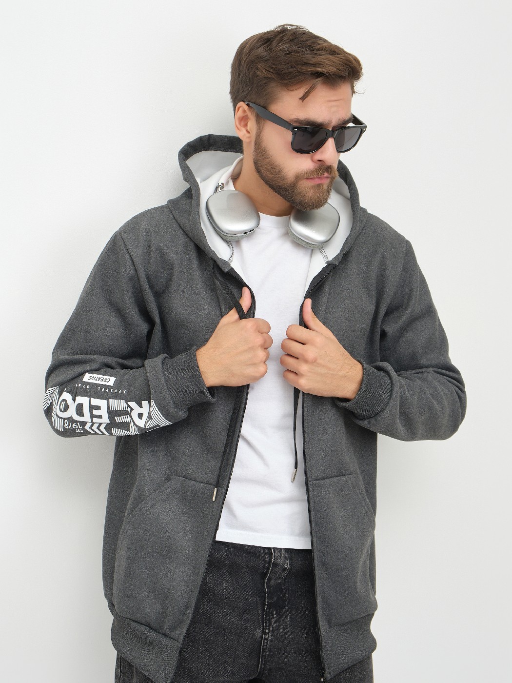 Толстовка муж. Дэнди 3-х нитка начес т.серый