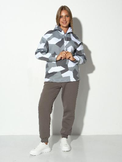 Костюм жен. Геометрия набивка 3-х нитка начес серый