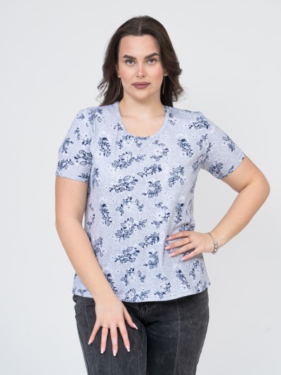 Футболка женская Незабудка серый/цветы