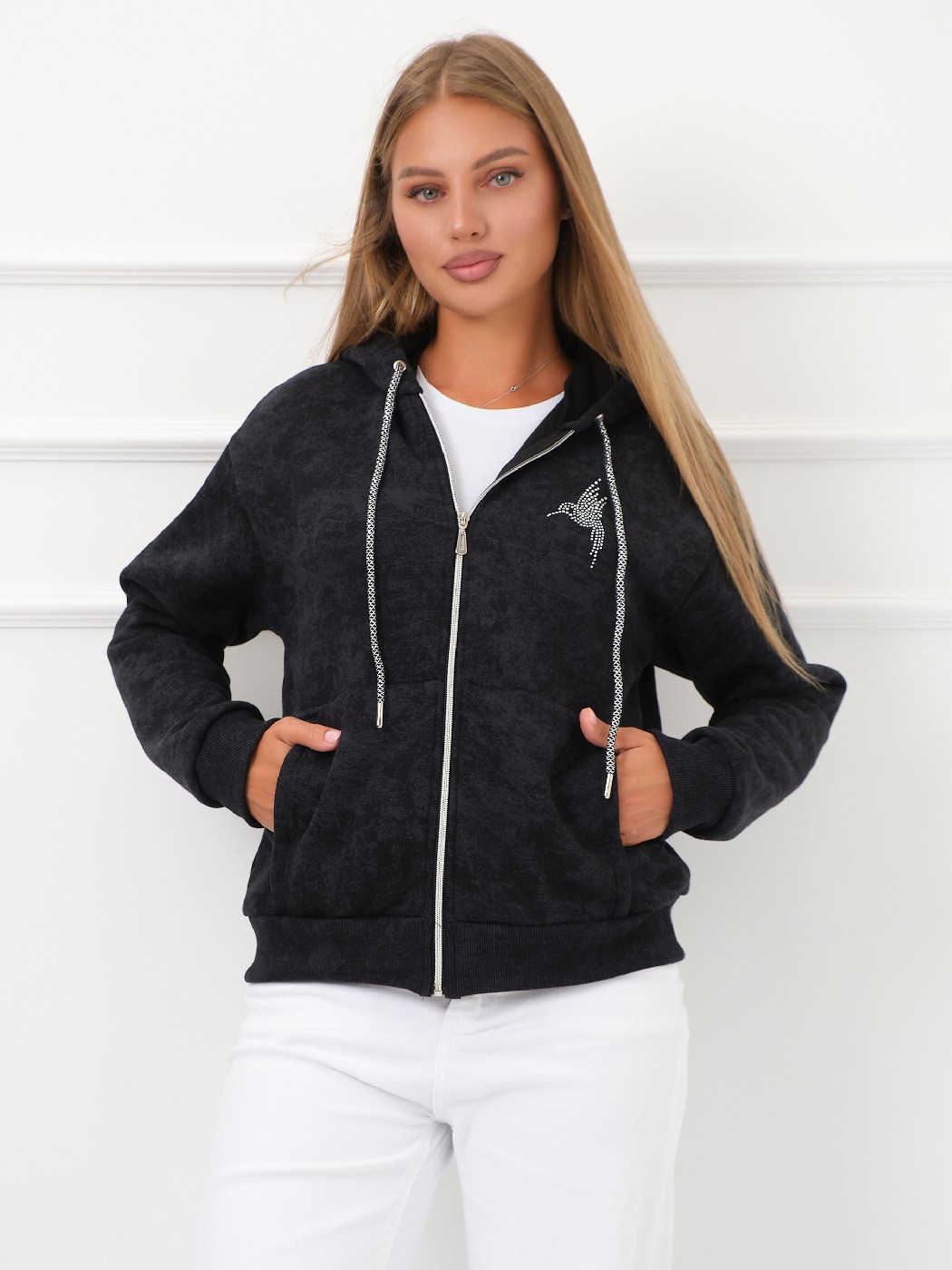 Толстовка женская Дюна начёс черный