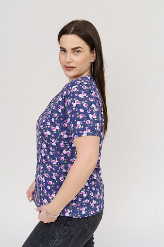 Футболка женская Незабудка индиго/цветы