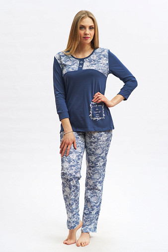 Пижама Астра брюки джинс/вьюнок