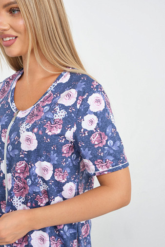 Халат Лотос набивка джинс/цветы