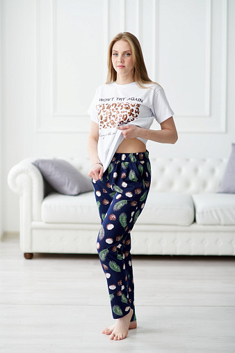 Брюки Силуэт т.синий/кокос