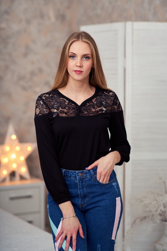 Блузка женская БВ-02 черная Блузка женская БВ-02 черная