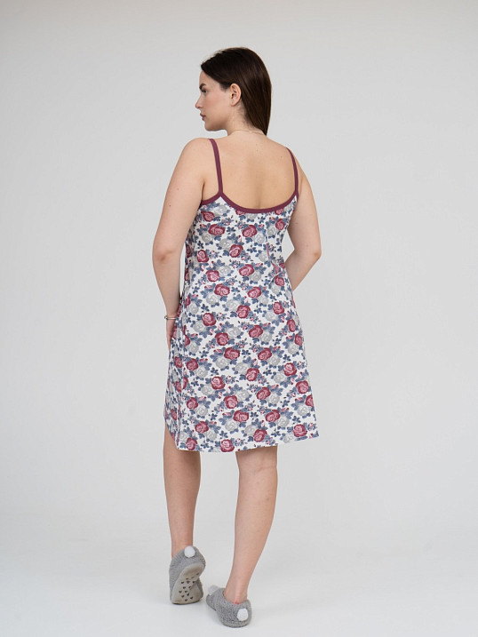 Ночная сорочка Астра бретель бордо/цветы