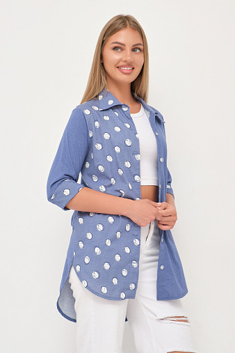 Рубашка Асимметрия джинс/горох