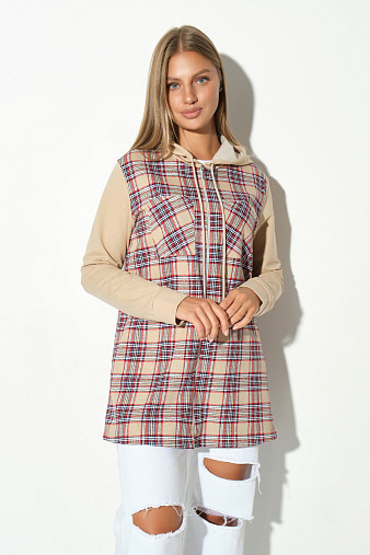 Рубашка жен. Гармония бежевый/клетка