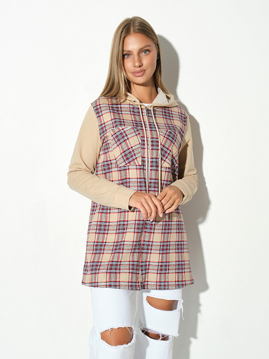 Рубашка жен. Гармония бежевый/клетка