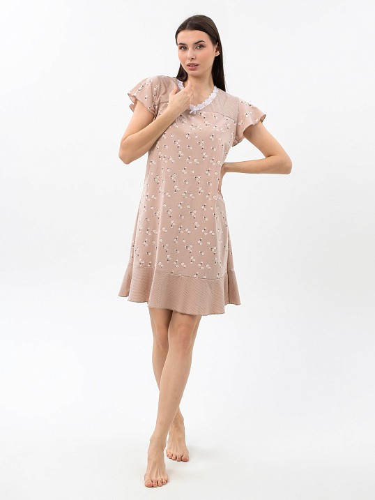 Ночная сорочка Астра крыло беж/цветы