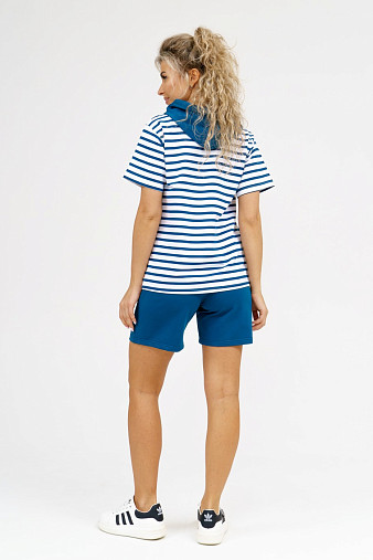 Костюм Новелла набивной петроль/полоса