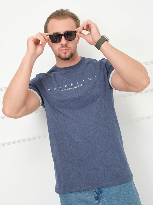 Футболка мужская Респект индиго/меланж