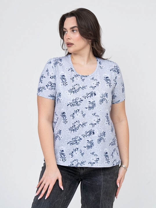 Футболка женская Незабудка серый/цветы