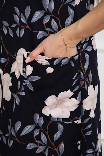 Халат Кира белый/цветы