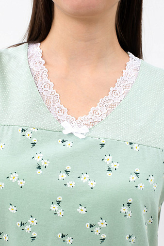 Ночная сорочка Астра крыло фисташка/цветы