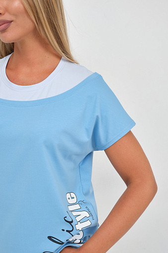 Футболка женская Чика голубой/св.голубой