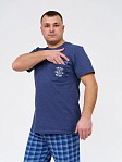 Пижама мужская Олимп кор.рукав синий/клетка