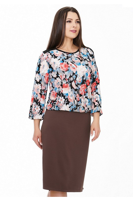 Блузка Роза длинный рукав цветы Блузка Роза длинный рукав цветы