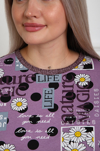 Костюм женский Линда лиловый/джинс ромашки