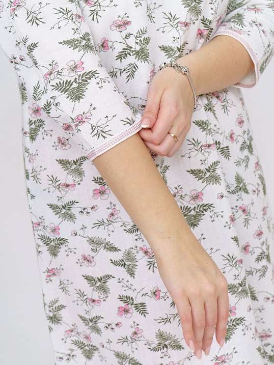 Ночная сорочка Камелия набивная белый/розы