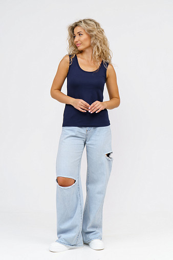 Майка вискозная однотонная т-синяя