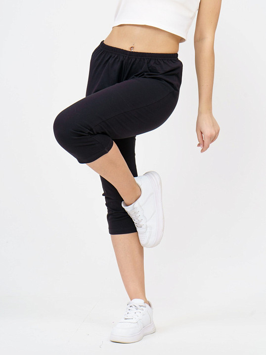 Бриджи кулирка с лайкрой однотонные черные