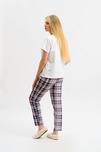 Брюки Силуэт серый/клетка