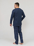 Пижама мужская Олимп дл.рукав индиго/клетка