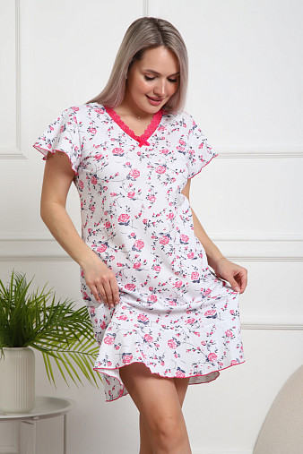 Ночная сорочка Астра крыло розовый/бутон