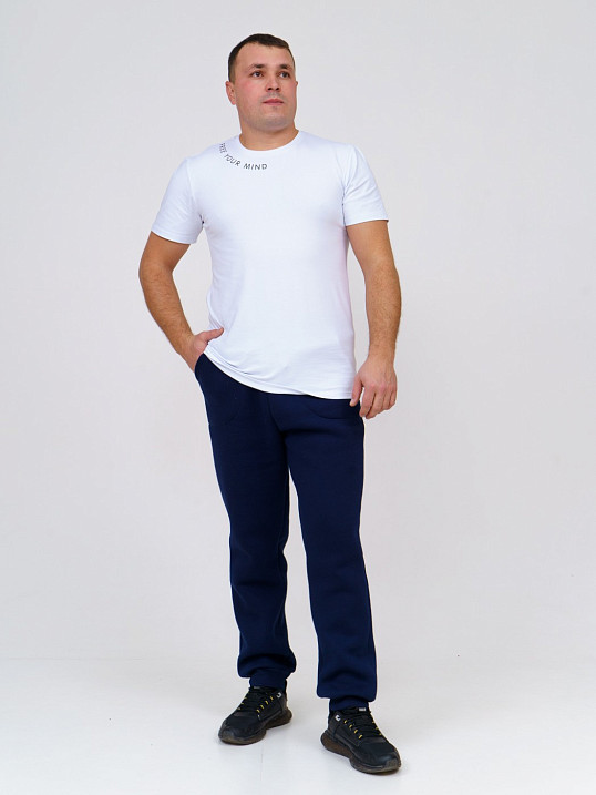 Брюки мужские футер 3-х нитка синий/меланж