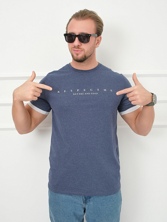 Футболка мужская Респект индиго/меланж