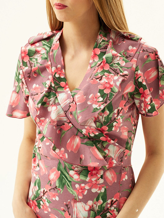 Халат Джульетта брусника/цветы