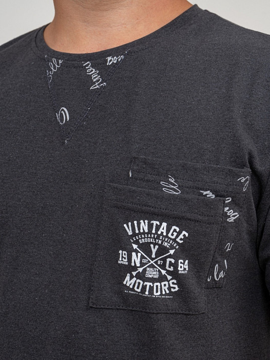 Пижама мужская Олимп кор.рукав антрацит/буквы