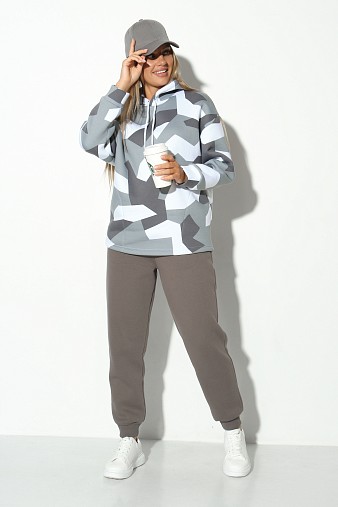 Костюм жен. Геометрия набивка 3-х нитка начес серый