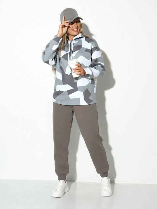 Костюм жен. Геометрия набивка 3-х нитка начес серый