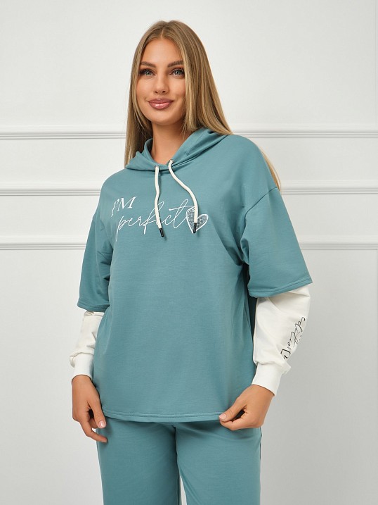 Костюм женский Венди со стразами бирюза