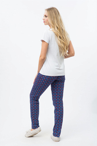 Брюки Силуэт индиго/клетка