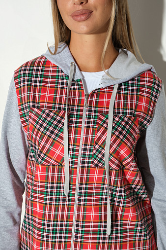 Рубашка жен. Гармония красная/клетка