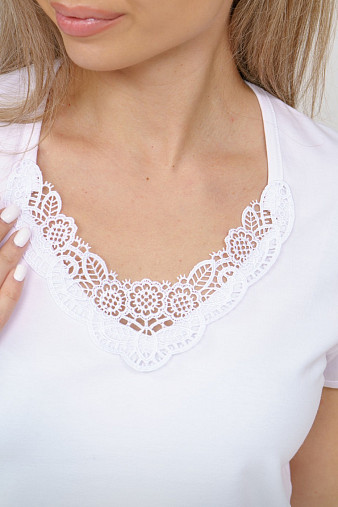 Футболка женская с кружевом белая