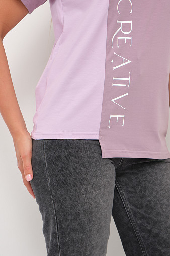 Футболка женская Креатив корица/лаванда