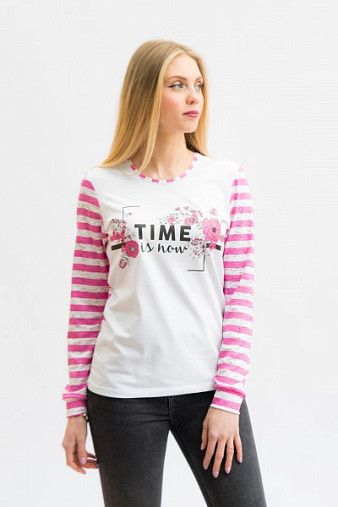 Лонгслив Унисон розовый/полоса