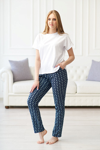 Брюки Силуэт синий/ромбы