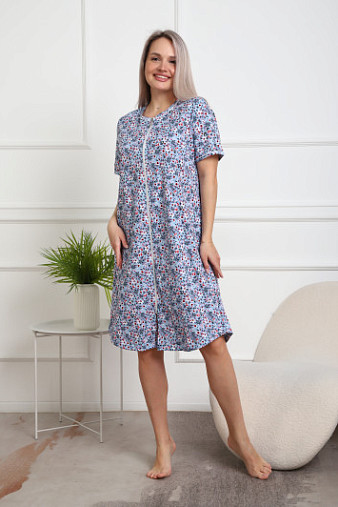 Халат Лотос набивка голубой/цветок