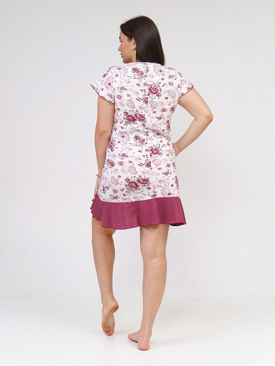 Ночная сорочка Астра Крыло брусника/цветы