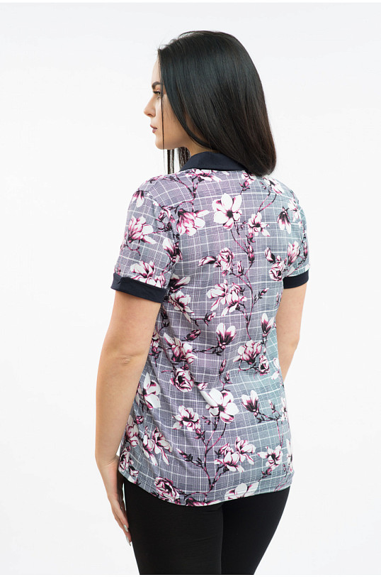 Рубашка Акцент цветы/клетка