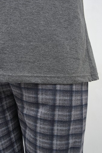 Пижама мужская Олимп дл.рукав серо-синий/клетка Пижама мужская Олимп дл.рукав серо-синий/клетка