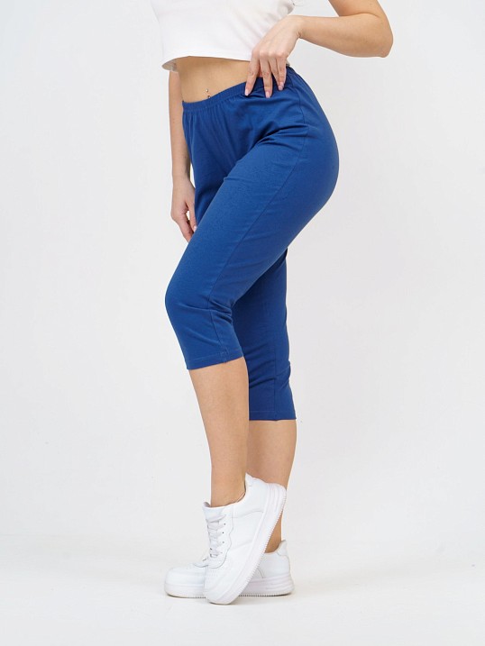 Бриджи кулирка с лайкрой однотонные индиго